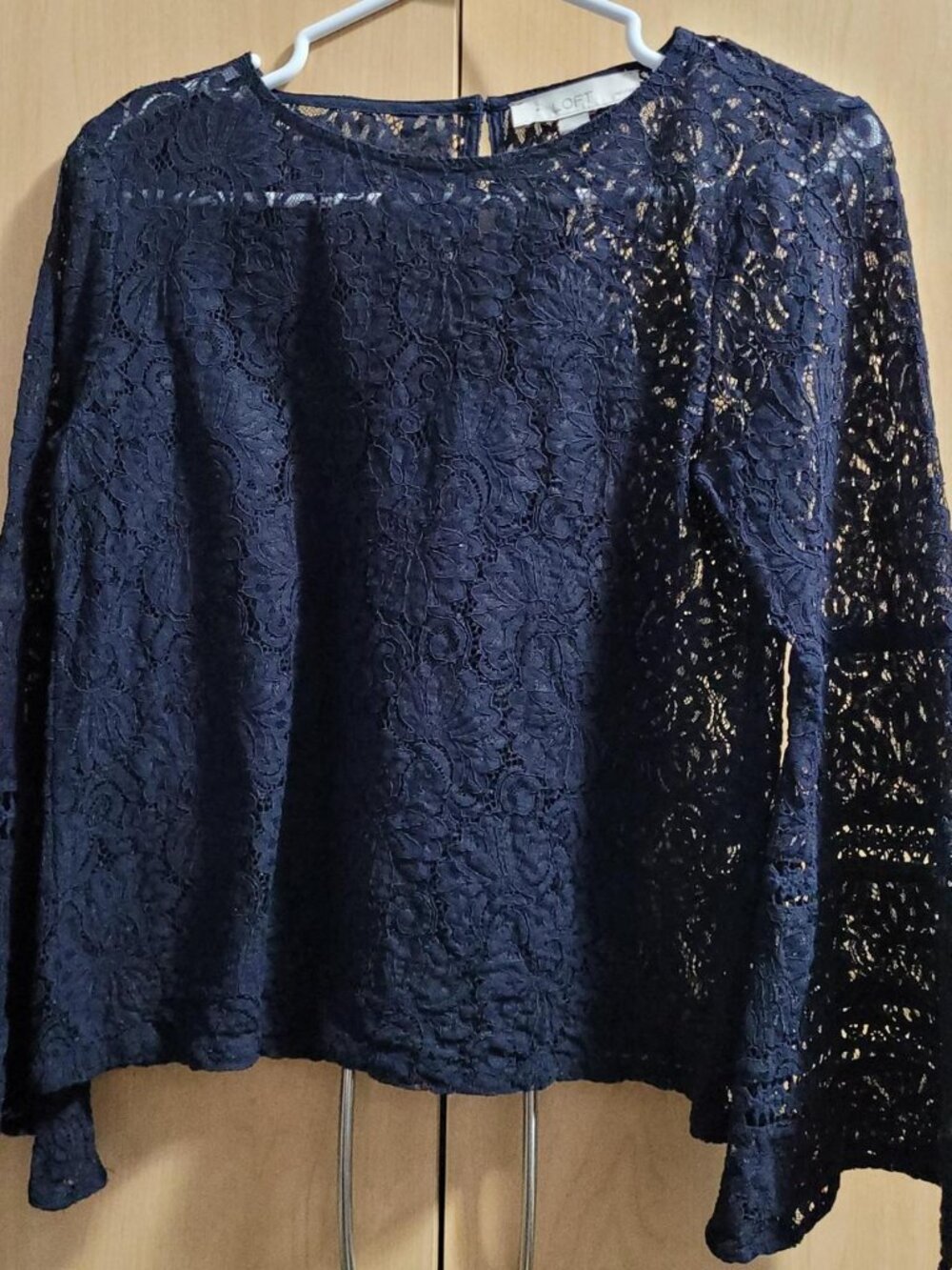 LOFT Lace Women's Navy and Blue Blouse